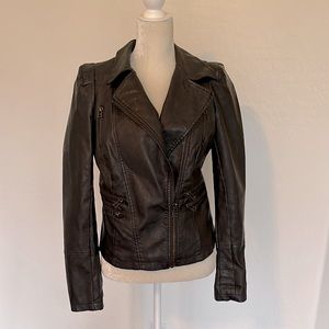 Brown Faux Leather Jacket